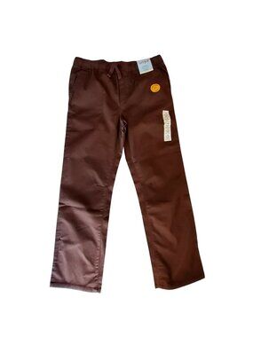 Cat & Jack Boys Brown Pants Reinforced Knees 14 Husky Straight Fit Elastic Waist